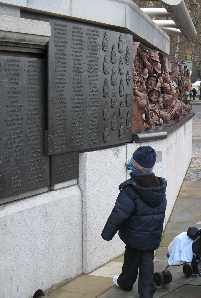 My son in December 2006 (aged 5) looking at Malcolm's name