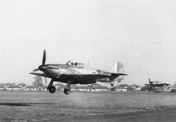 Hurricanes taking off from RAF Northolt, 1940